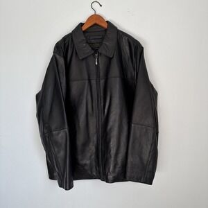 Claiborne Outerwear Men's Soft Black Lambskin Leather Zip Up Jacket XL